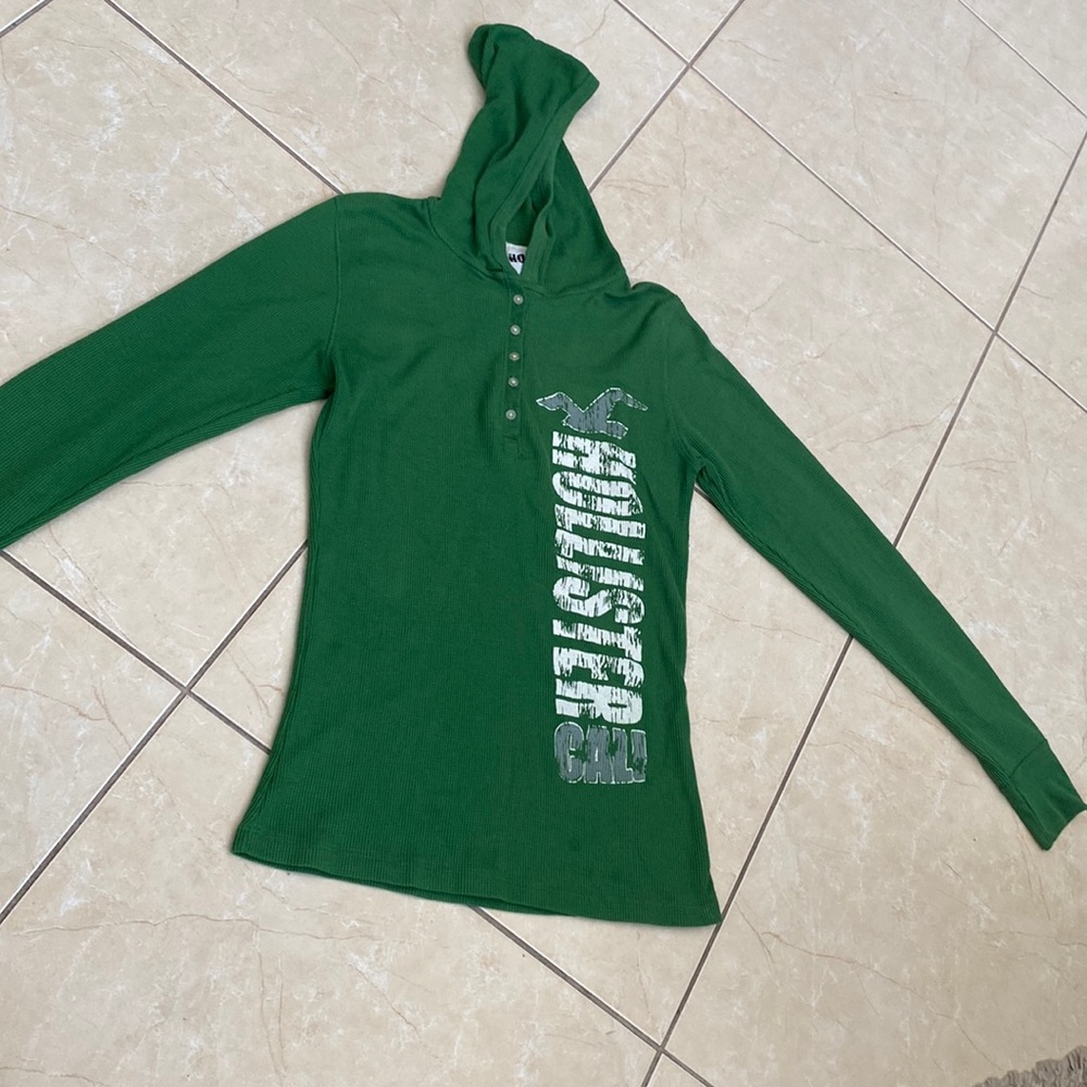 100% cotton Hollister blouse with hoodie.